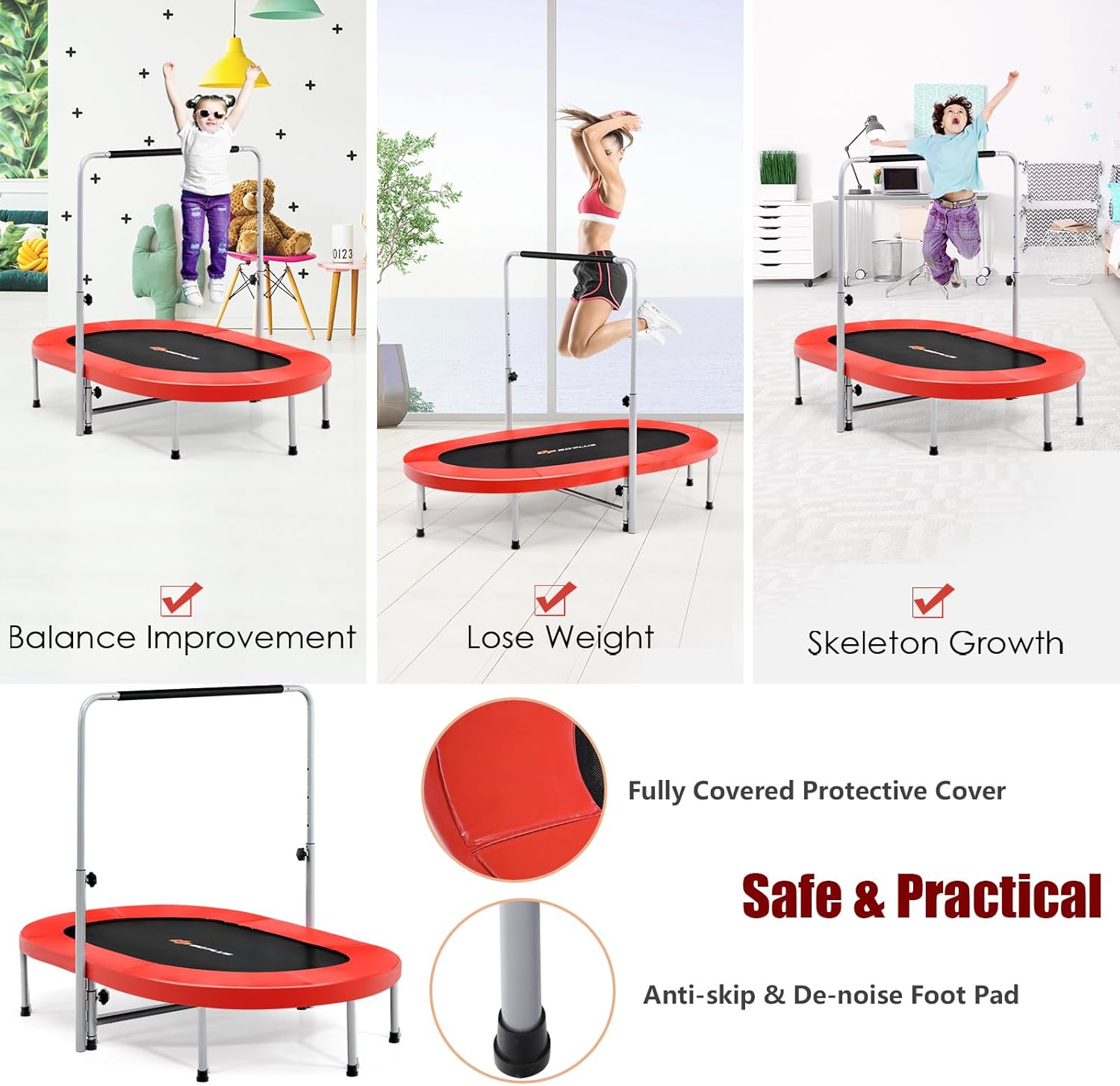 Komforta jump - Dětská zahradní trampolína s nastavitelným madlem