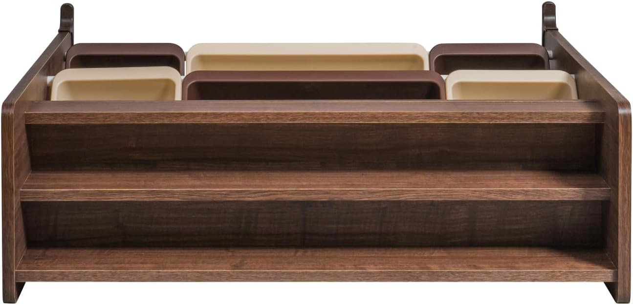 Irima - Dřevěný regál na hračky s 6 plastovými boxy