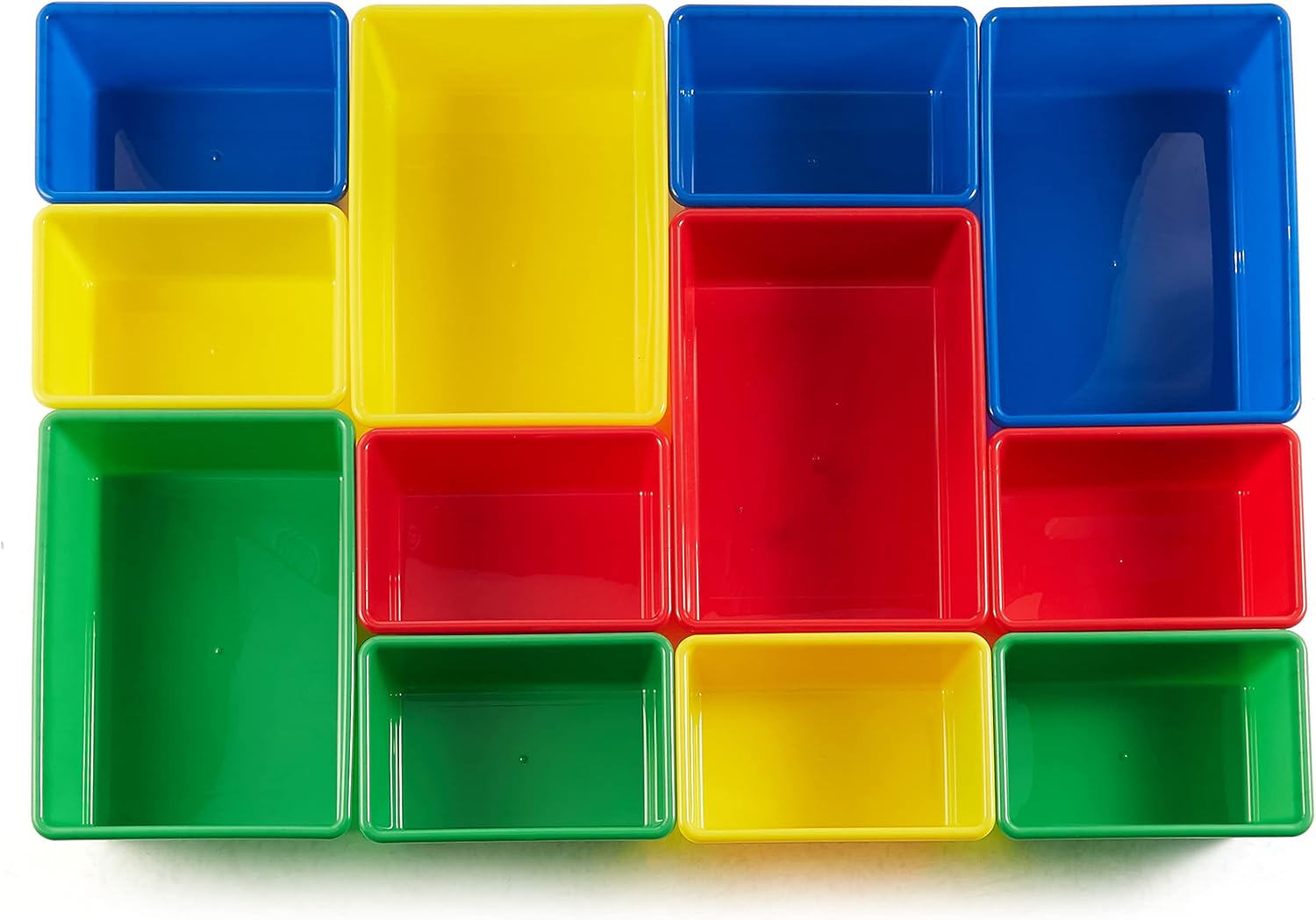 Abas - dřevěný regál s 12 barevnými boxy 27,7 d x 85,3 x 79 cm