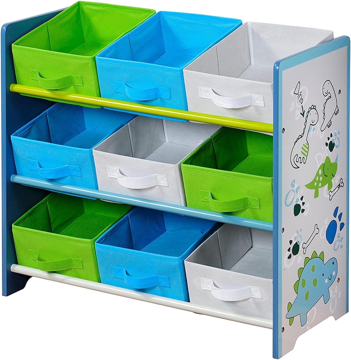 Kepa -  Dětský dřevěný regál s 9 úložnými boxy 66 × 59,5 × 30 cm