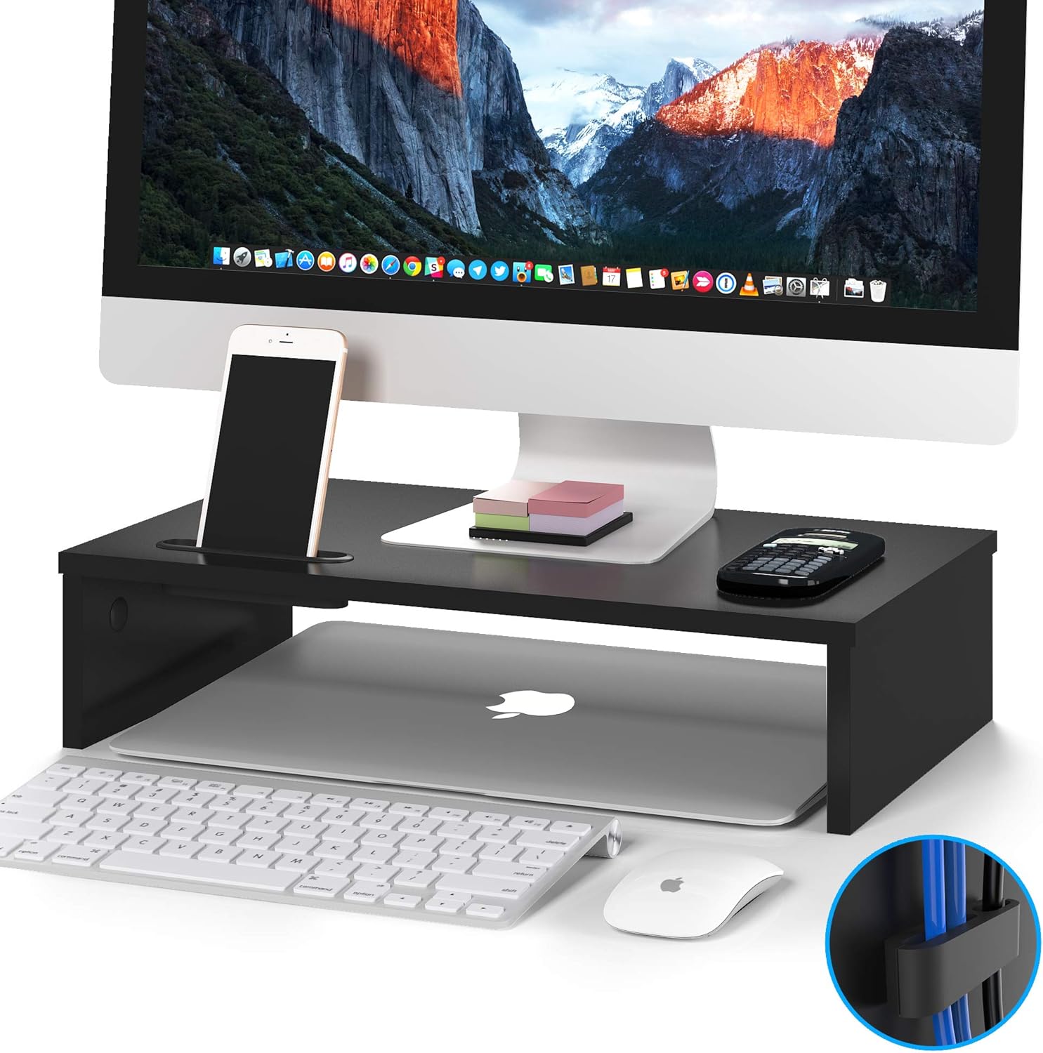 Bont - Stojan pod monitor s držákem na mobilní telefon a organizérem kabelů 42 cm