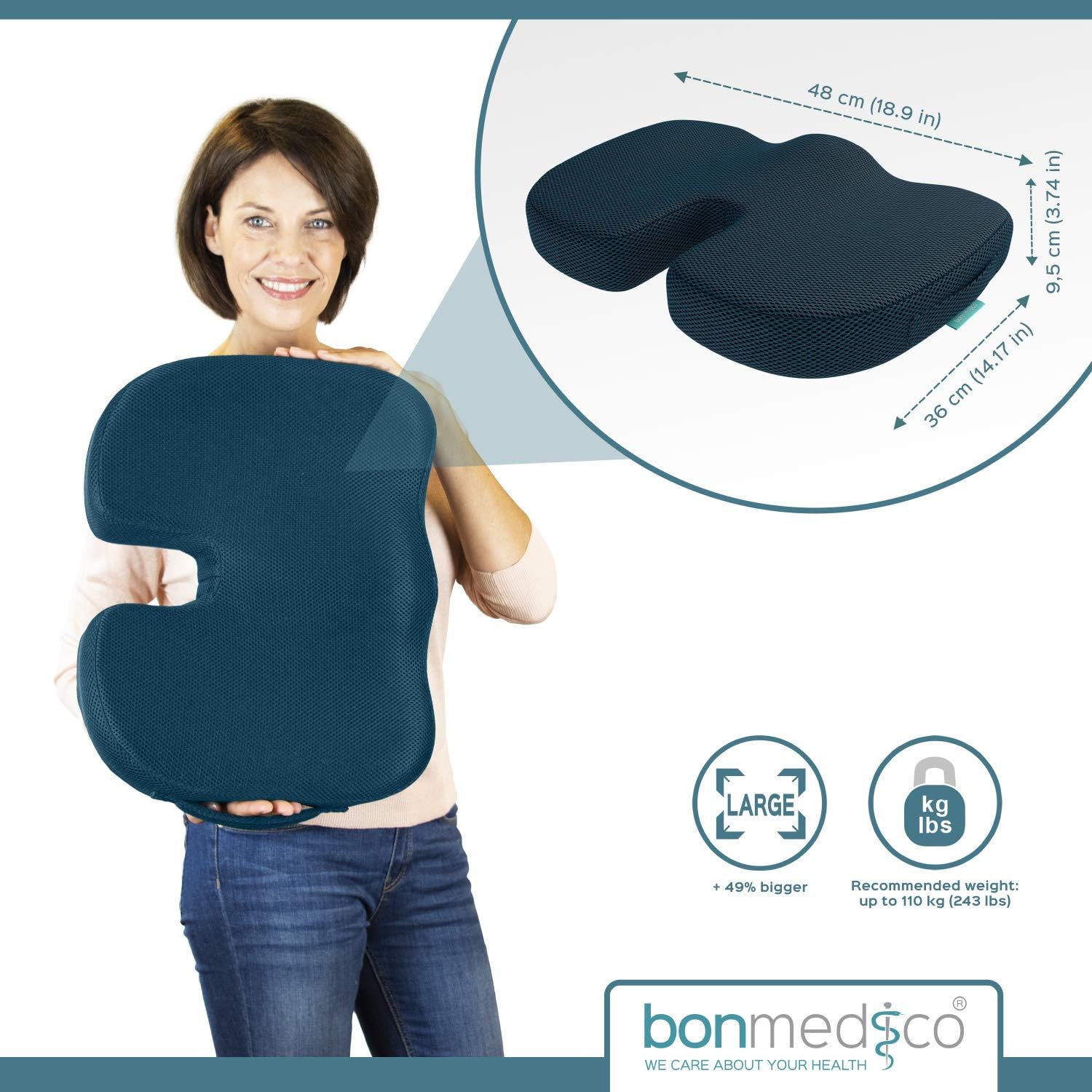 Bonmedico® - Bigger terapeutický podsedák z paměťové pěny a gelu