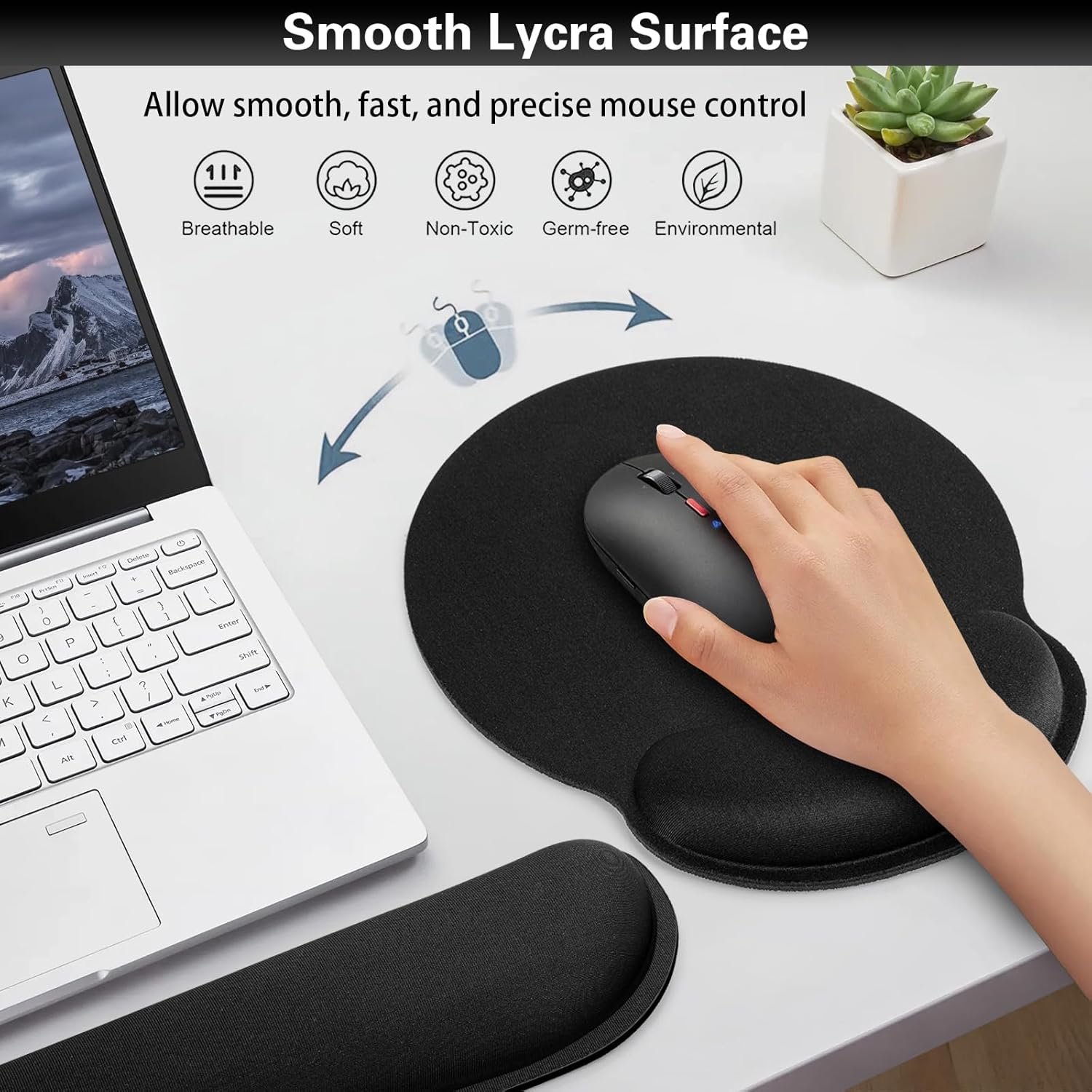 Azeka - Sada 3 v 1 ergonomická podložka pod myš s gelovým polštářkem + podložka pod zápěstí z paměťové pěny + podložka na nápoje