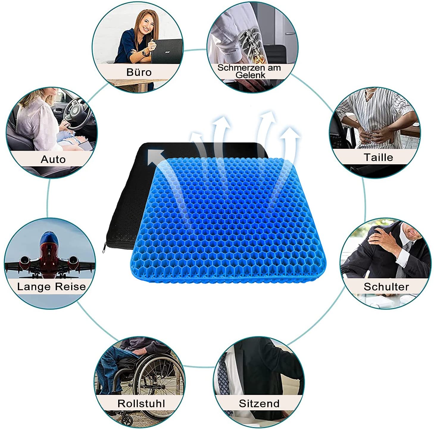 Zdravotní gelový sedák s protiskluzovým a prodyšným potahem - relaxseat