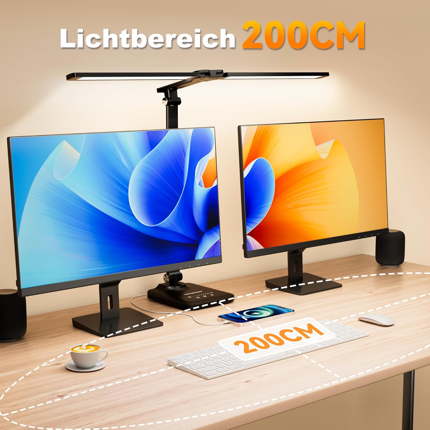 Basica - Stolní lampa LED stmívatelná pro ochranu vašich očí na psací stůl 5 barev a 10 stupňů jasu