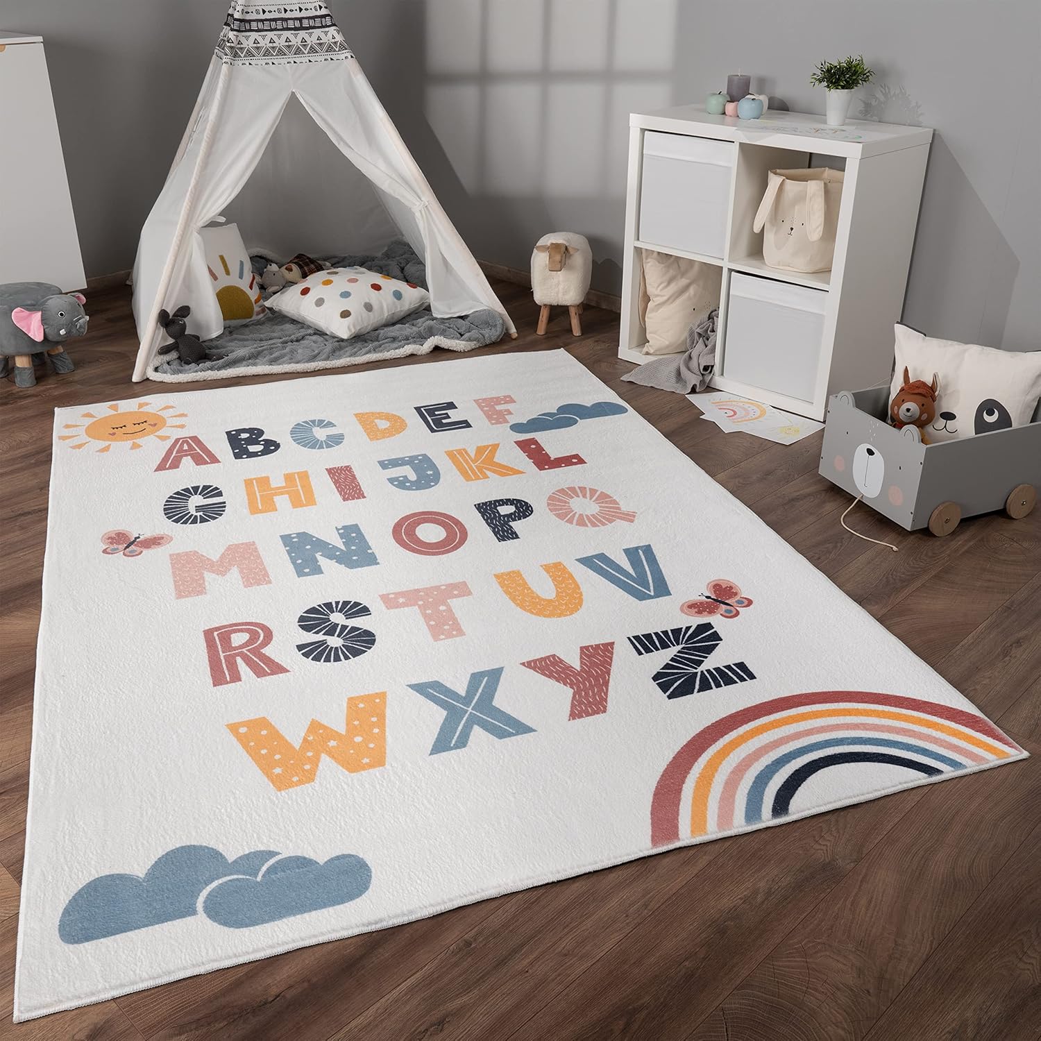 Acohome - Dětský naučný koberec pro předškolní děti - krátký vlas protiskluzový 80 x 150 cm