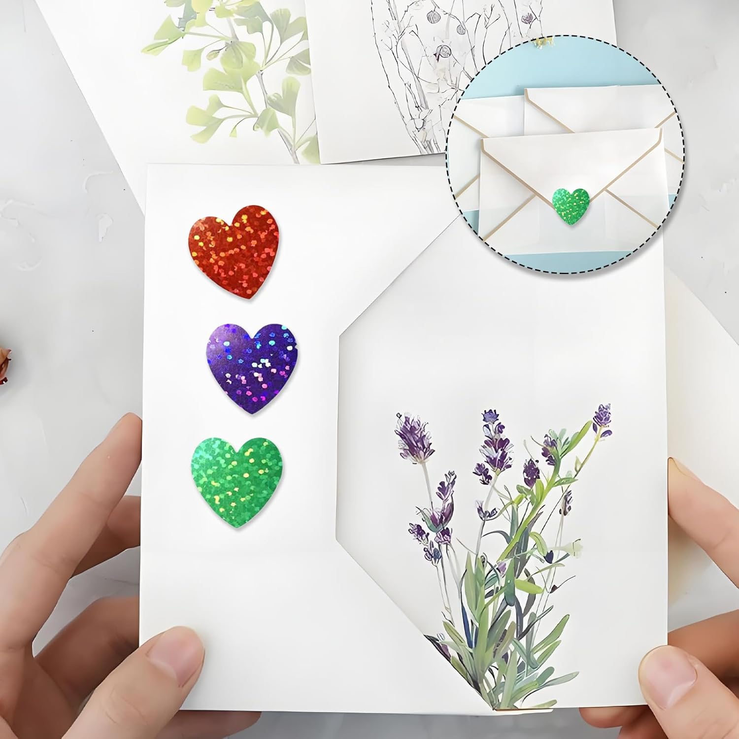 Samolepky s třpytivými srdíčky na valentýna - 1000 kusů 25mm