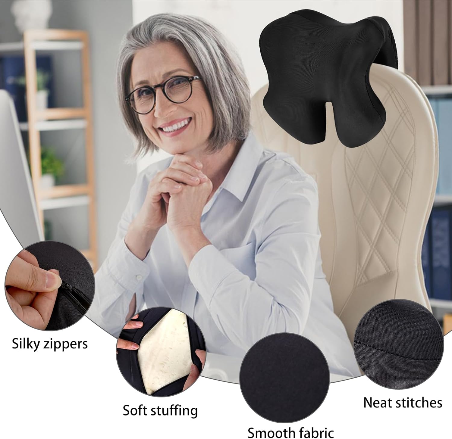 Dema - ergonomická opěrka krku z paměťové pěny na kancelářskou židli