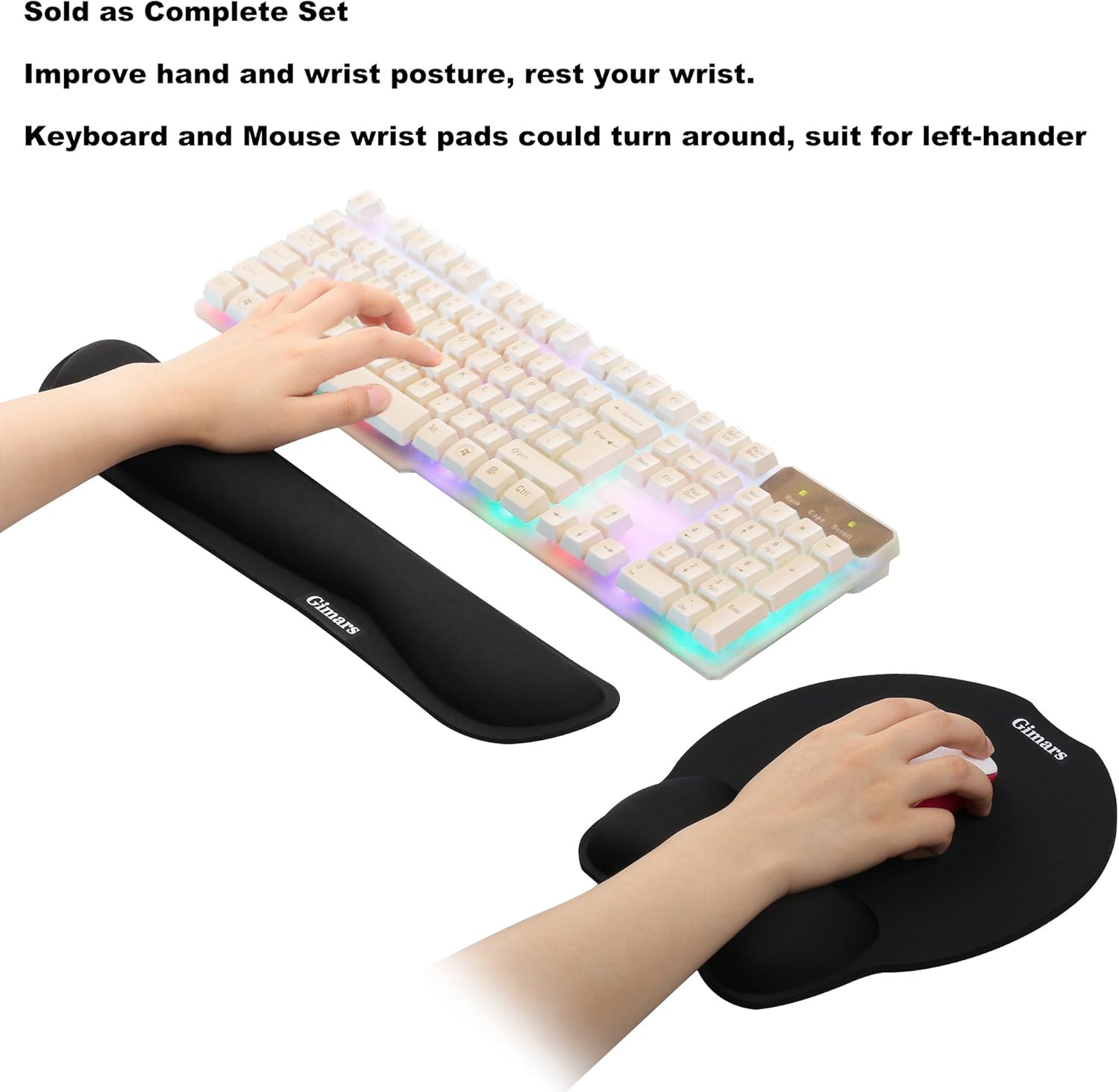 Gimars sada - podložka pod myš s gelovým polštářkem + ergonomická podložka pod zápěstí s paměťovou pěnou