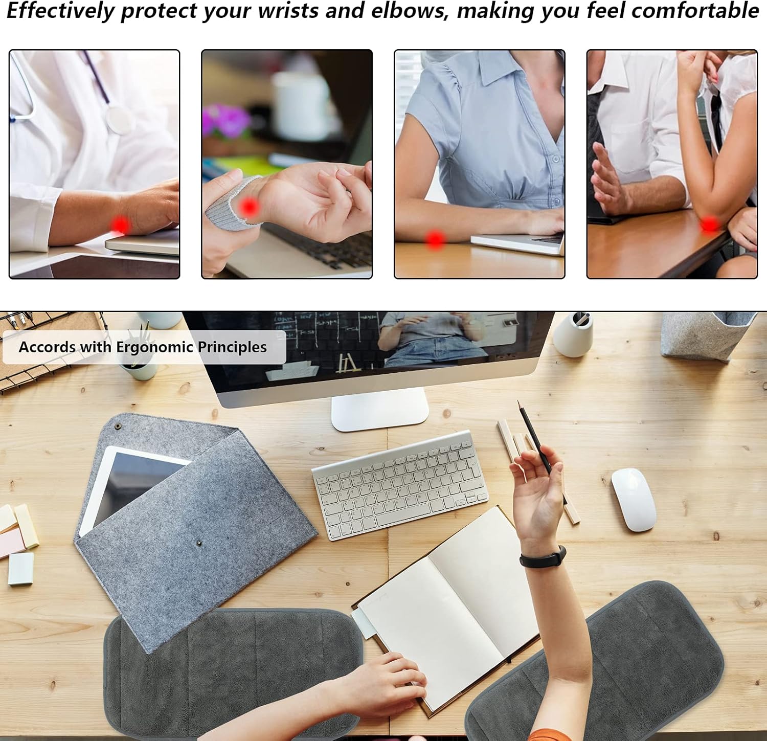 Linya - sada ergonomických podložek pod zápěstí a loket z paměťové pěny