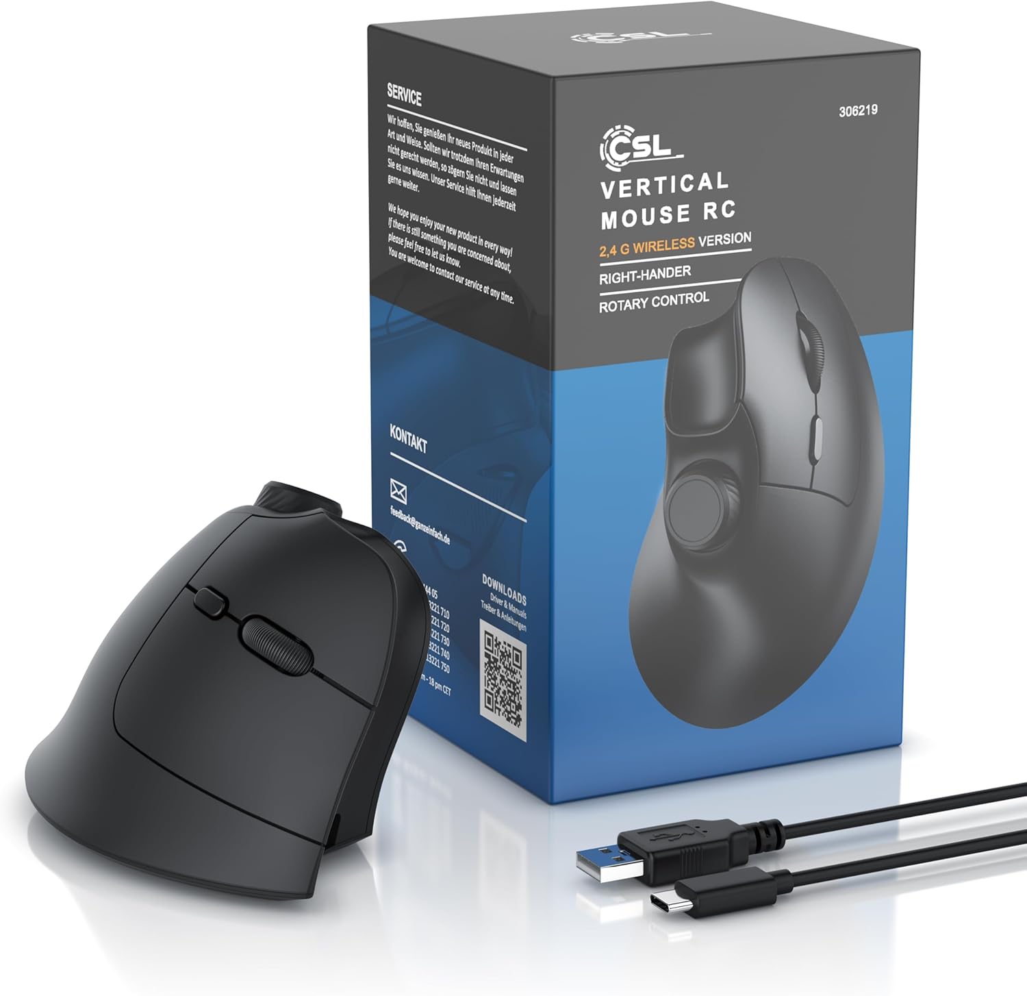 CSL - vertikální ergonomická myš - multimediální s otočným regulátorem