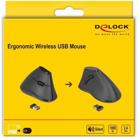 Delock -  ergonomická vertikální myš - bezdrátová