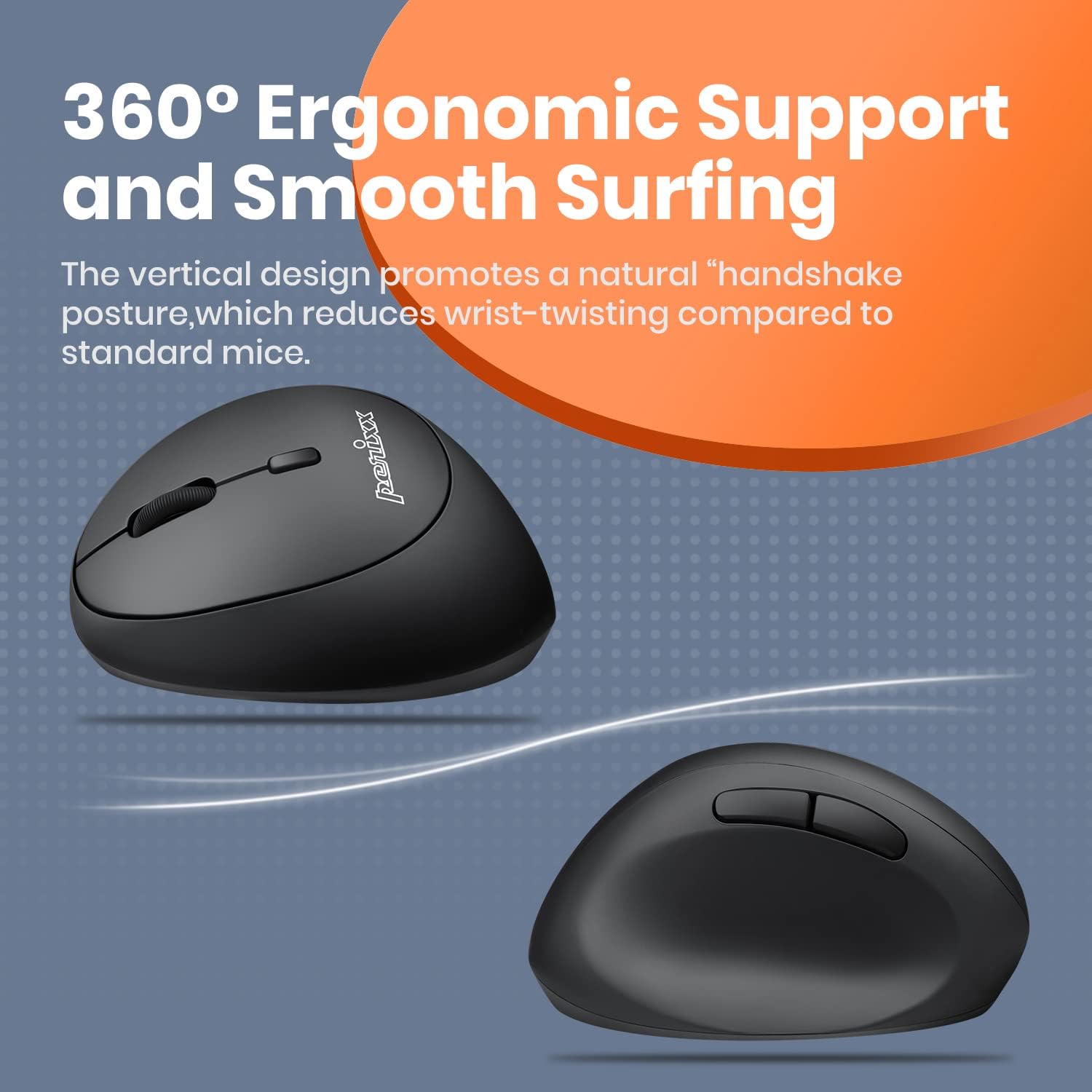 Perixx - ergonomická vertikální myš pro leváky - 3 úrovně DPI (bezdrátová)