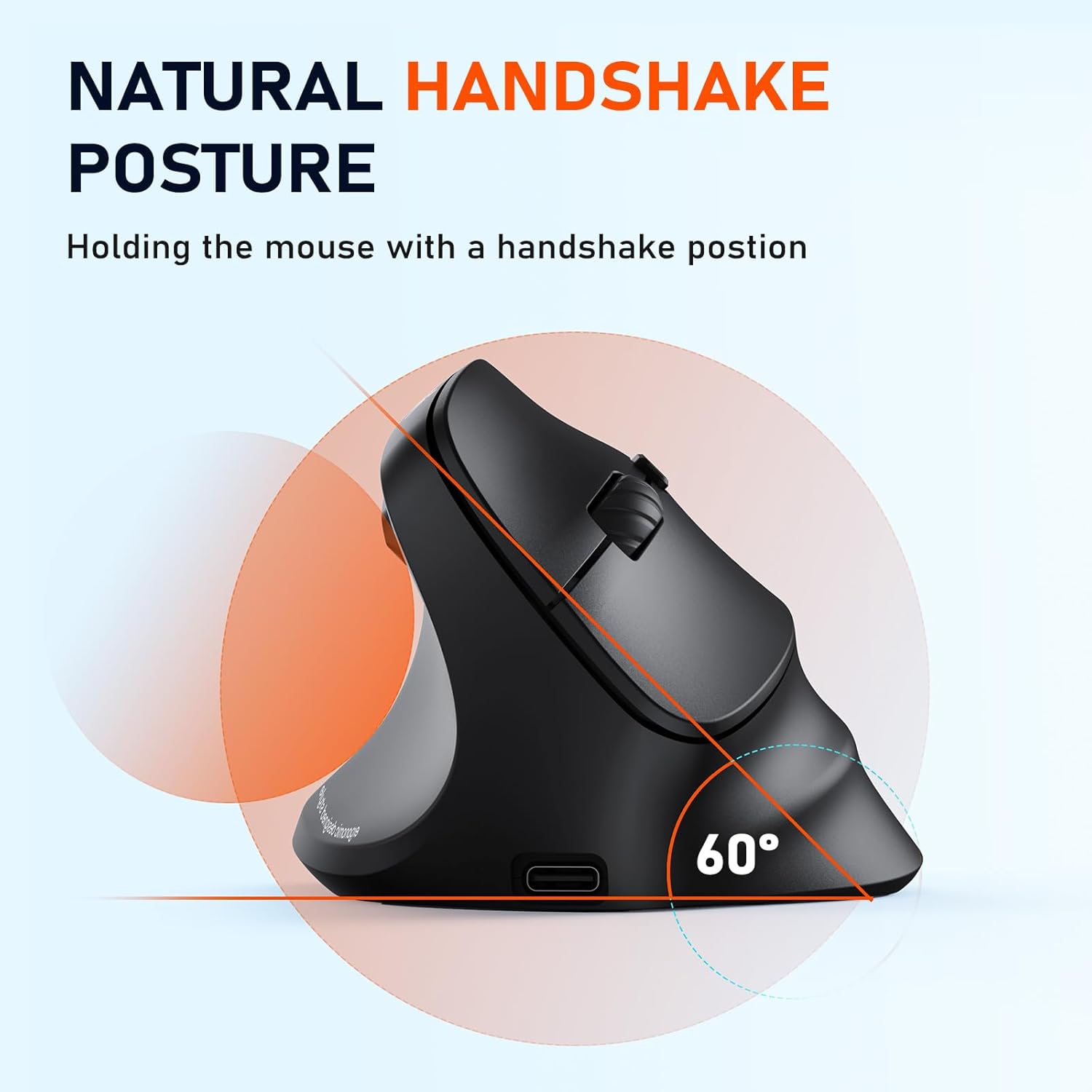 Meetion - ergonomická myš pro leváky - 4 úrovně DPI (bezdrátová)