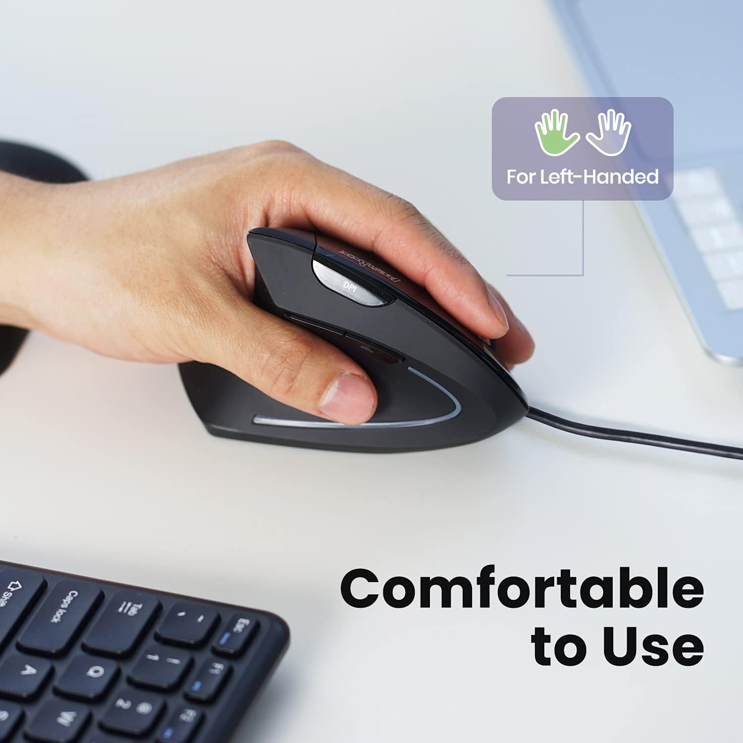 Perixx - vertikální ergonomická myš pro leváky s 2 úrovní DPI a USB kabelem