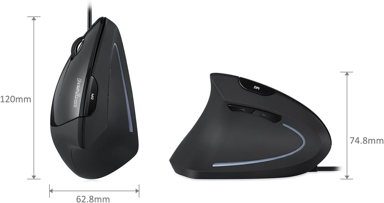 Perixx - vertikální ergonomická myš pro leváky s 2 úrovní DPI a USB kabelem