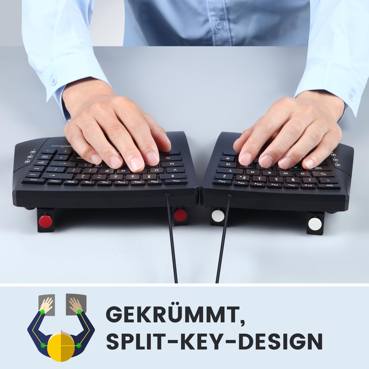 Perixx Periboard - ergonomická split klávesnice s nastavitelným úhlem a USB kabelem