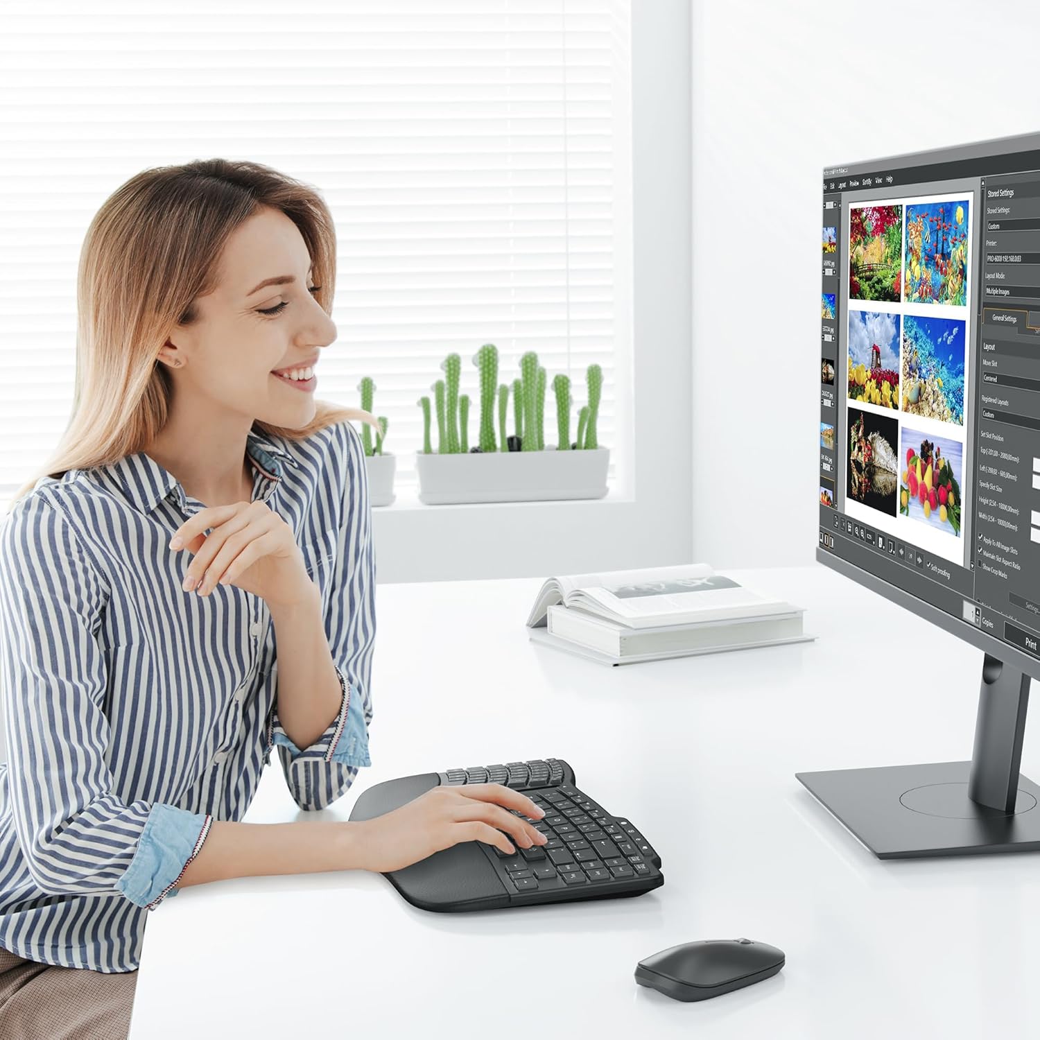 Omoton - ergonomická bezdrátová dobíjecí klávesnice s polstrovanou opěrkou dlaní