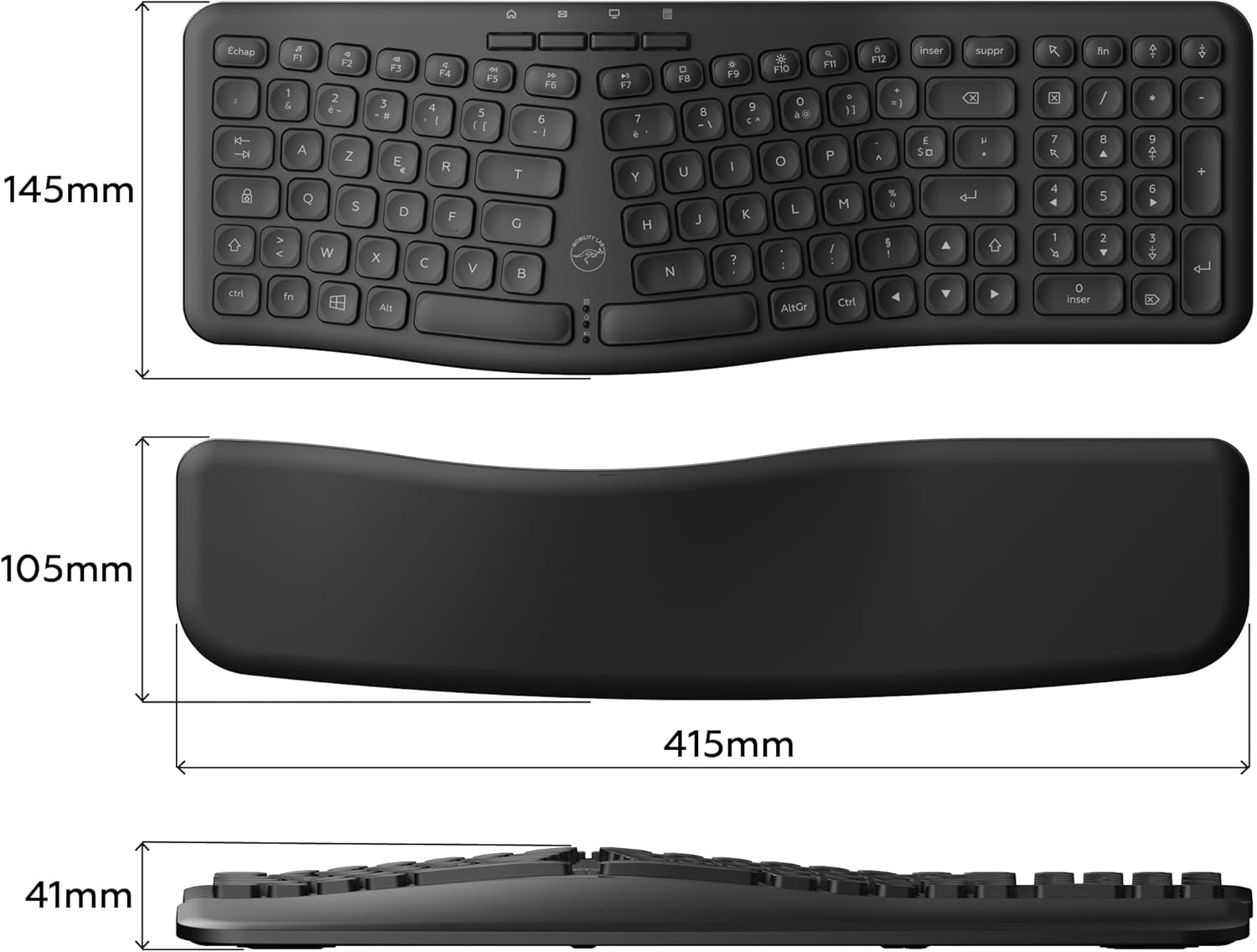 Mobility Lab - ergonomická bezdrátová klávesnice s magnetickou opěrkou zápěstí