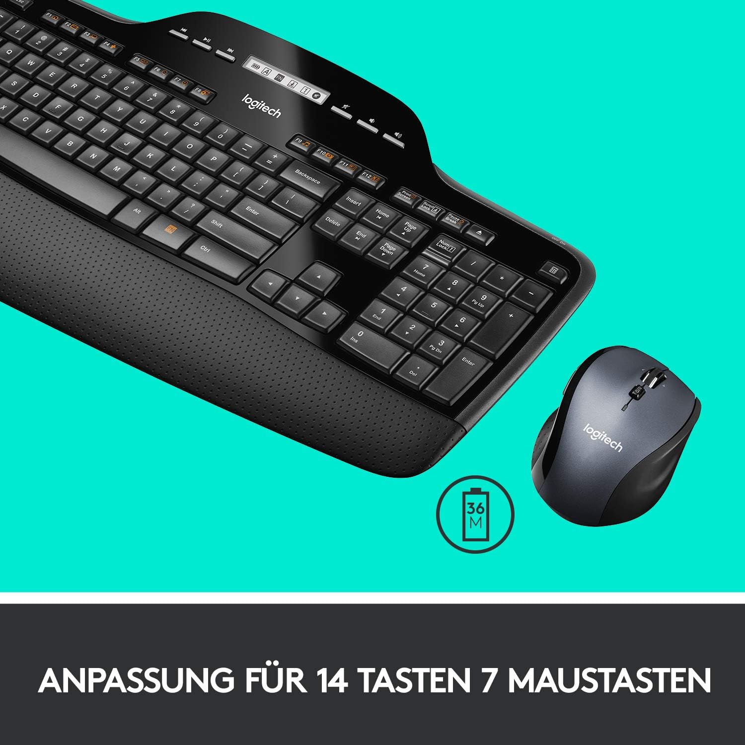 Logitech - ergonomická bezdrátová myš s klávesnicí a podložkou zápěstí