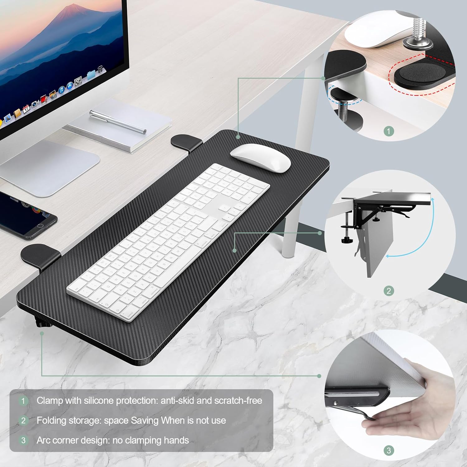 Vader - ergonomická prodlužovací podložka na klávesnici a myš s možností sklopení
