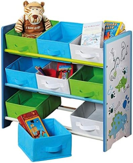 Kepa -  Dětský dřevěný regál s 9 úložnými boxy 66 × 59,5 × 30 cm
