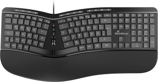 MediaRange - ergonomická multimediální klávesnice s 124 tlačítky, rolovacím kolečkem a USB kabelem