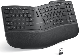 Omoton - ergonomická bezdrátová dobíjecí klávesnice s polstrovanou opěrkou dlaní