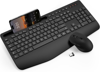 Sablute - ergonomická bezdrátová klávesnice v sadě s myší, podložkou zápěstí a držákem telefonu nebo tabletu